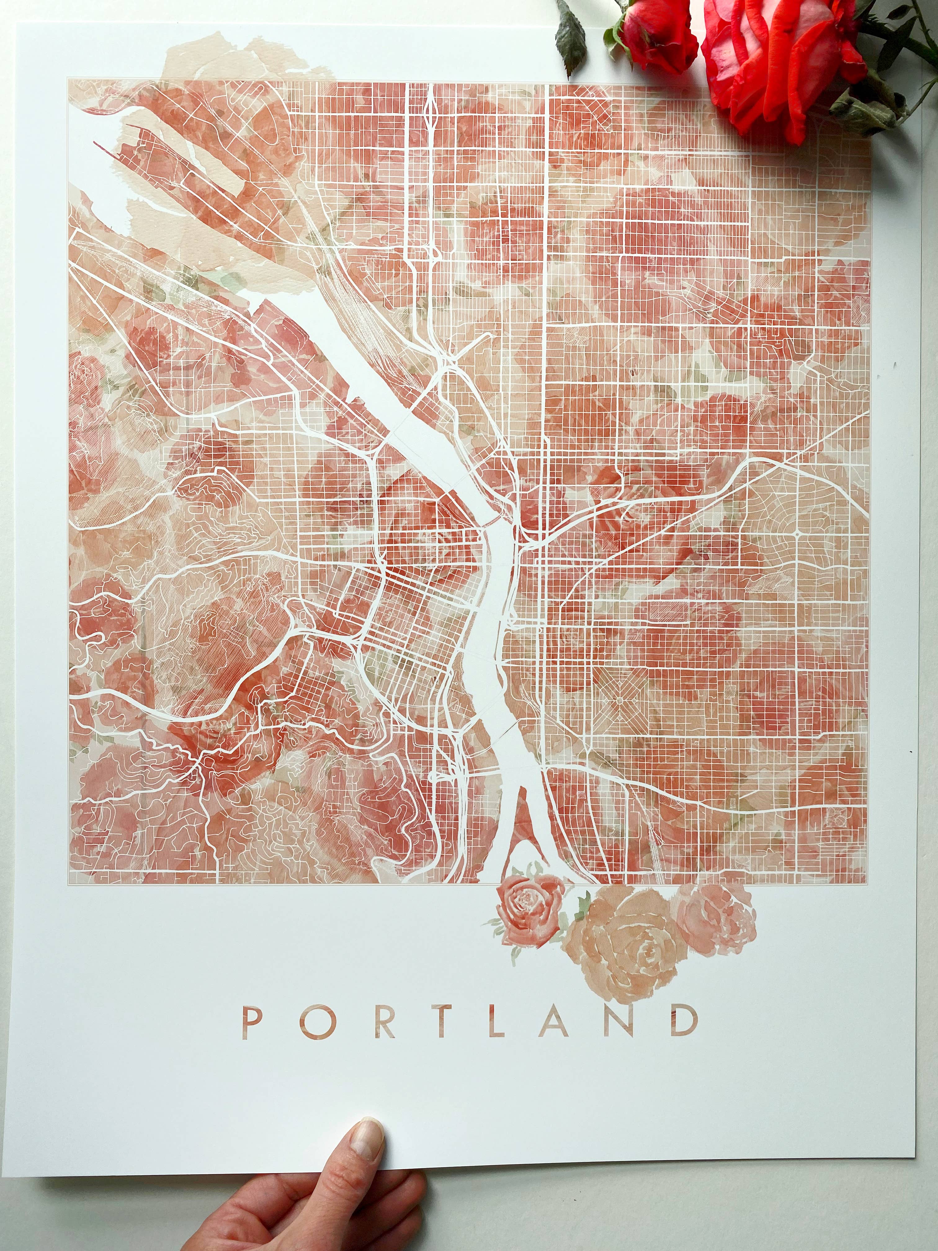 Turn-of-the-Centuries – wholesale Konsttryck – Portland Oregon Roses Botanisk karta SKRIV UT7