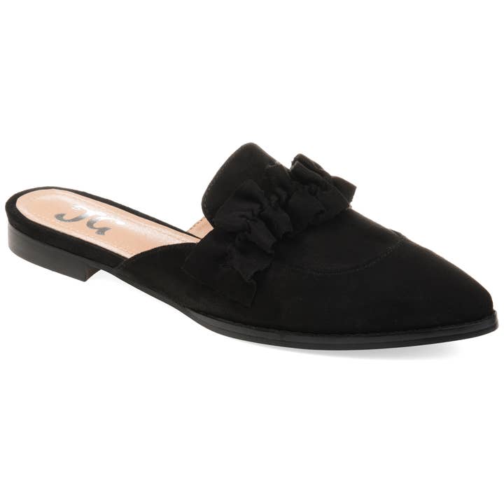 Journee - Wholesale Mules - Women's - Kessie Ruffled Mule Flats In Faux Suede