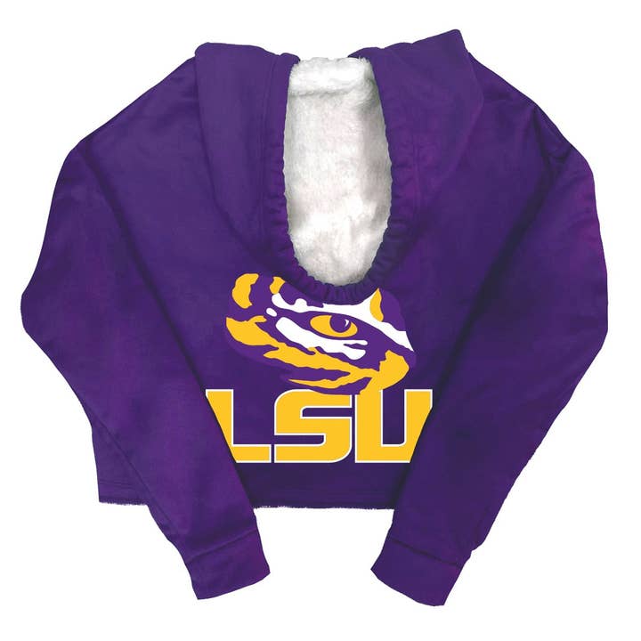 LSU Purple Varsity Furry Hoodie for wholesale by Lojo Collegiate Apparel