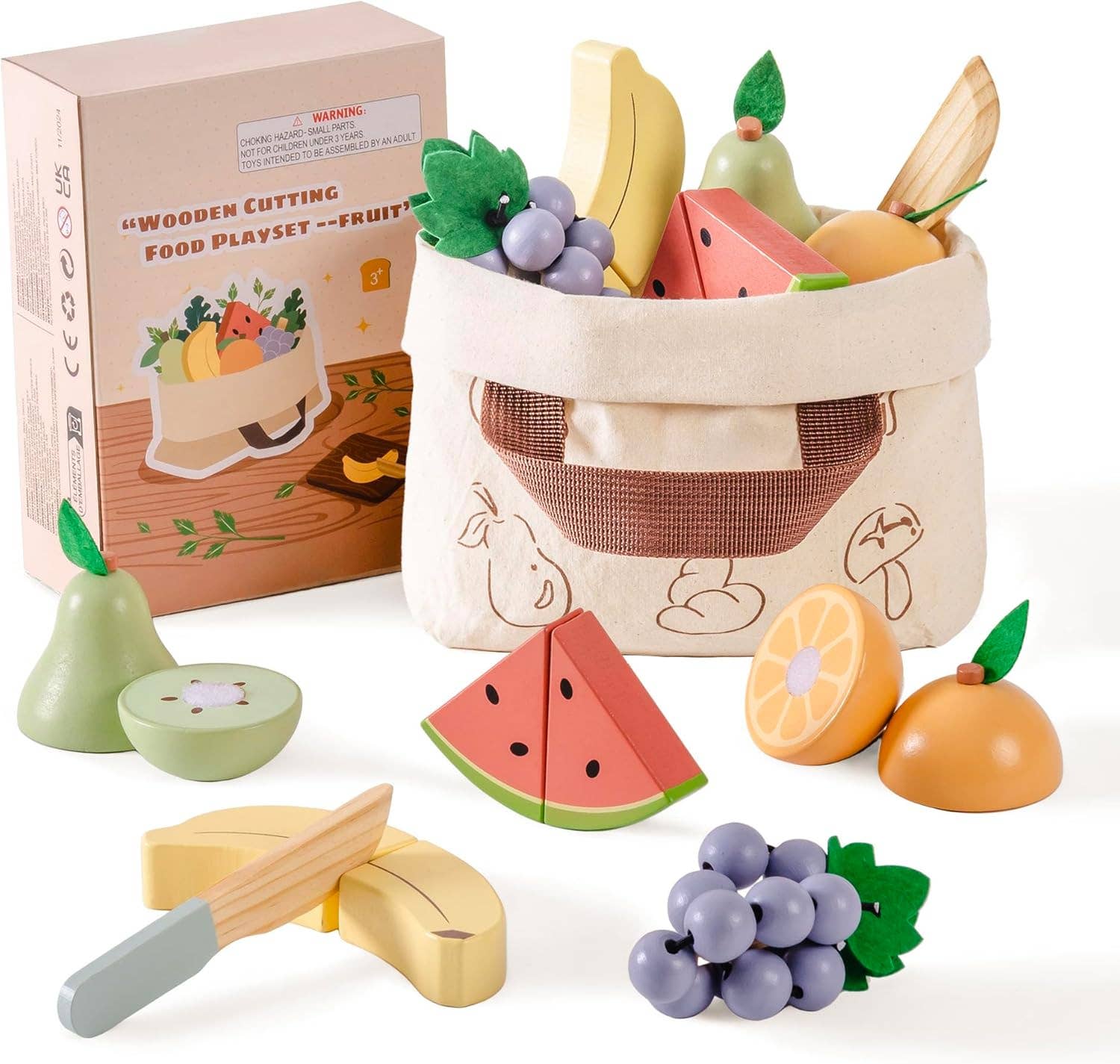 Robud & Mewoofun Official Store - Wholesale Toy Set - Kids - Robud Wooden  Pretend Play Realistic Food Cutting Set Toys8