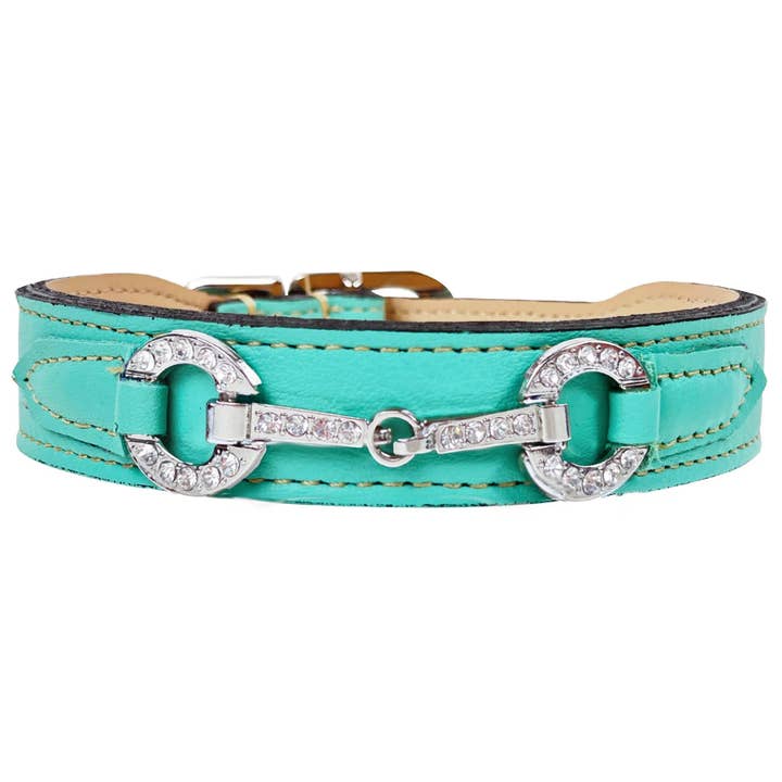 Holiday Dog Collar in Turquoise & Nickel for wholesale by Hartman & Rose