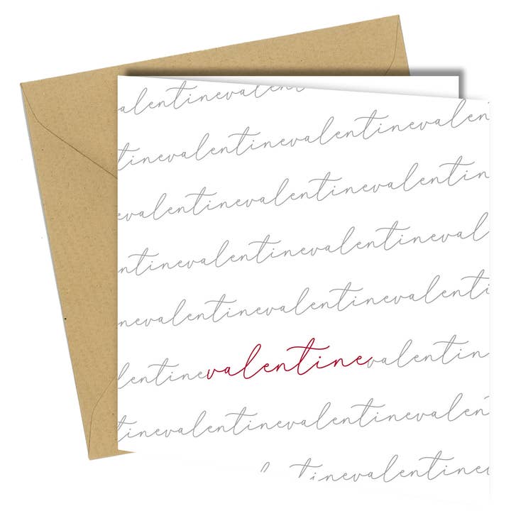 Valentine Card – Minimal Script Design - cb030 for wholesale by Close to the Bone Greeting Cards and Gifts