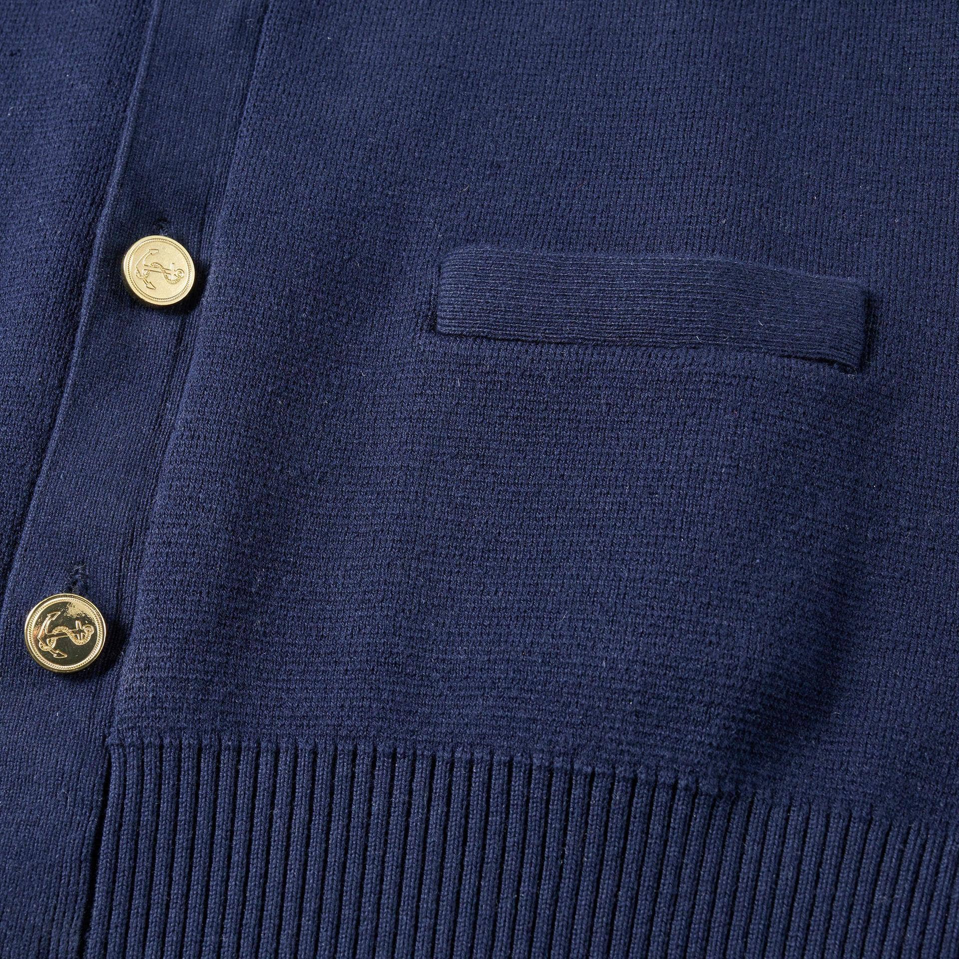 Bleu foncé Cardigan en laine brodé serpent JK201 – Style décontracté à col en V en vente sur Faire5