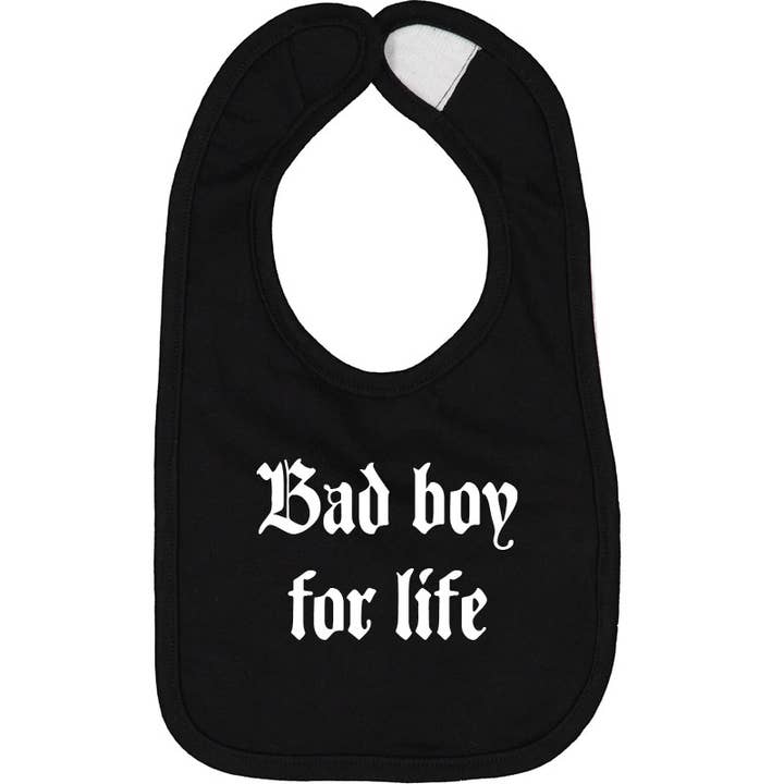 BABADOR DE BEBÊ BAD BOY FOR LIFE (PRETO) por atacado de Mini FLEX KIDS