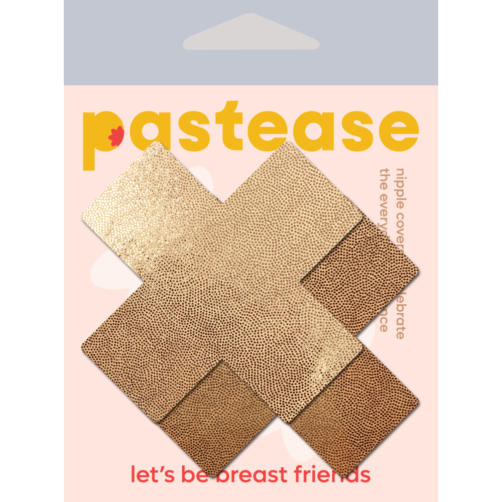 Pastease® - Wholesale Nipple Pasties - Women's - Plus X: Liquid Rose Gold Cross Nipple Pasties by Pastease®1