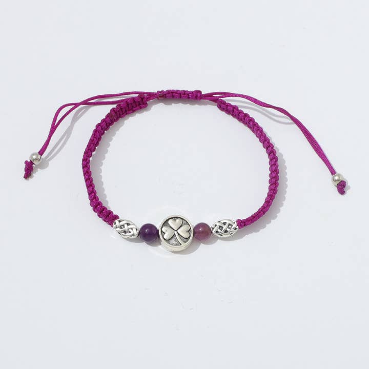 Celtic Ore Crafts - Vendita all'ingrosso Bracciale con perline - Bracciale Ametista Trifoglio IRB-022A2