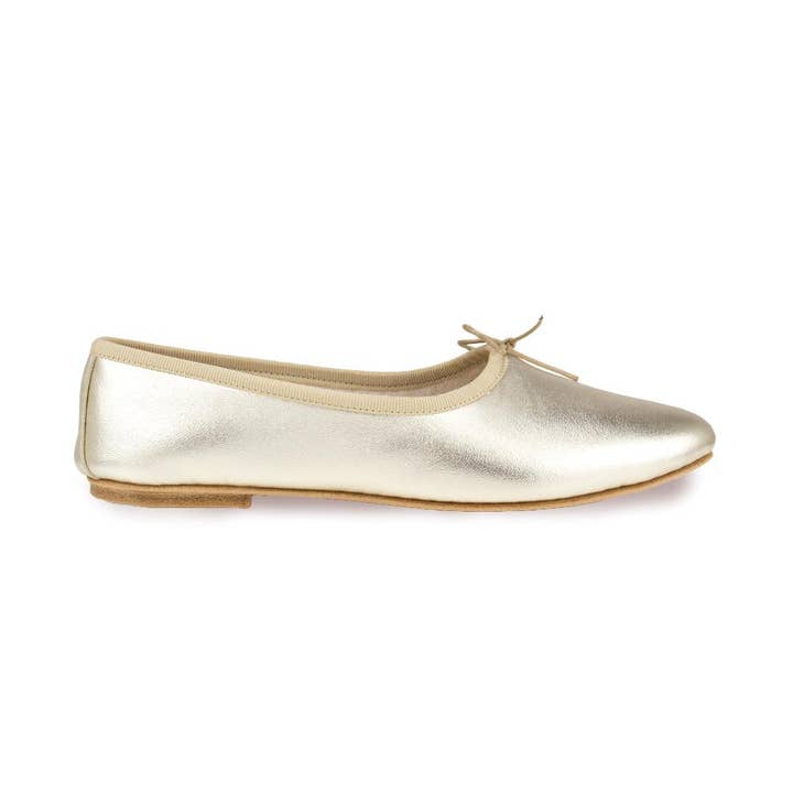 OLGA High-necked Ballerina in Platinum Laminate for wholesale by Spelta Milano