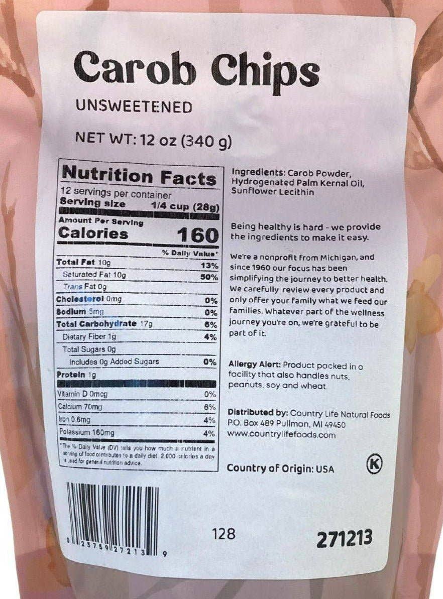 Country Life Natural Foods - Wholesale Chips - Carob Chips, Unsweetened1