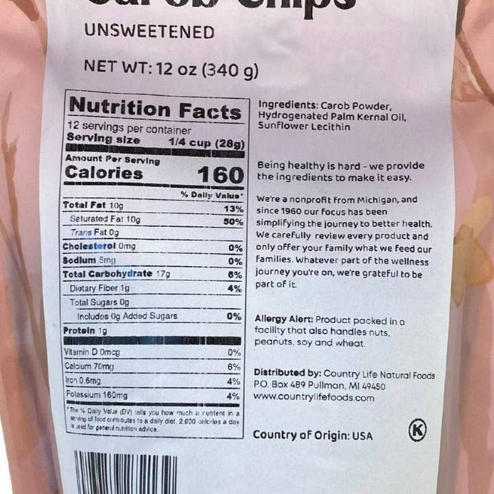 Country Life Natural Foods - Wholesale Chips - Carob Chips, Unsweetened1