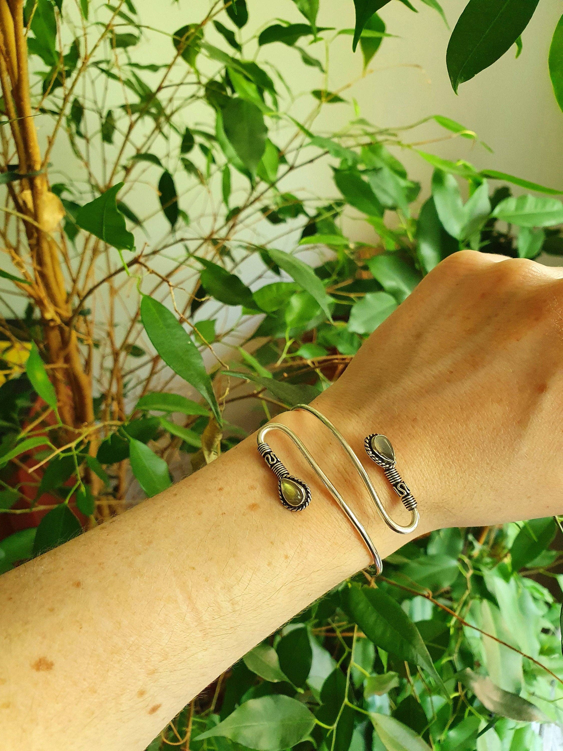 Kaali Boutique – wholesale Bangle bracelet – Spiral Boho Bracelet / Bangle / Turquoise / Brass / Arm Bracelet / Ethnic / Rustic / Bohemian / Hippie / Gypsy / Psy / Birthstone3