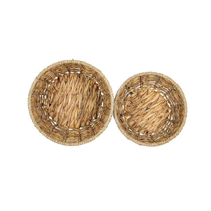 Foreside Home & Garden - Wholesale Basket - SALE - Nia Set 2 Hand Woven Baskets Water Hyacinth Seagrass