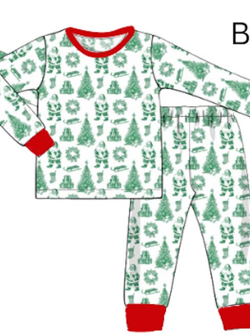 Beck & Gray - Wholesale Sleepwear Set - Kids - SANTA TOILE 2 PIECE SET0