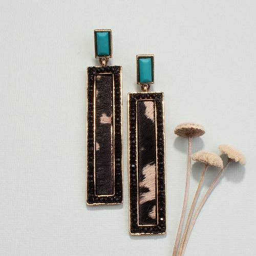 Your Fashion Wholesale - Vendita all'ingrosso Orecchini pendenti - Orecchini rettangolari in pelle animale3