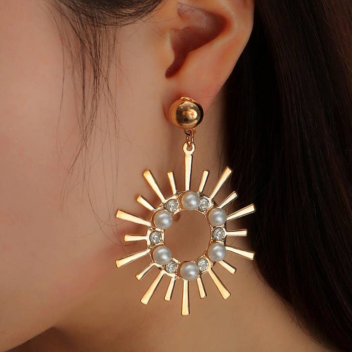 Sun shaped Earring Gold Chunky Accessory (Stylish & Unique) for wholesale by Gemscape UK