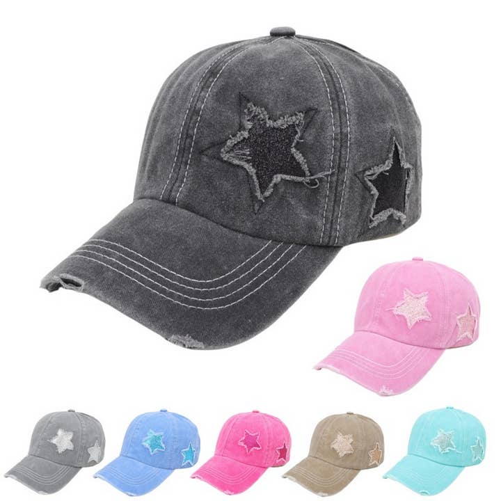 Women's Star Sequin Baseball Cap, Sun Hat CWAH1126 for wholesale by ACCITY