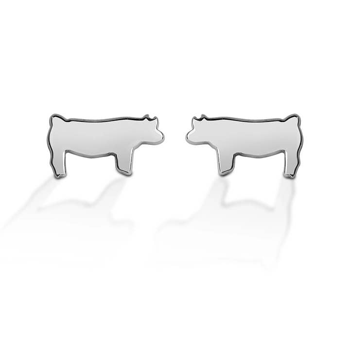 Kelly Herd Pig Silhouette Oorbel - Sterling Zilver voor wholesale door Kelly Herd Jewelry