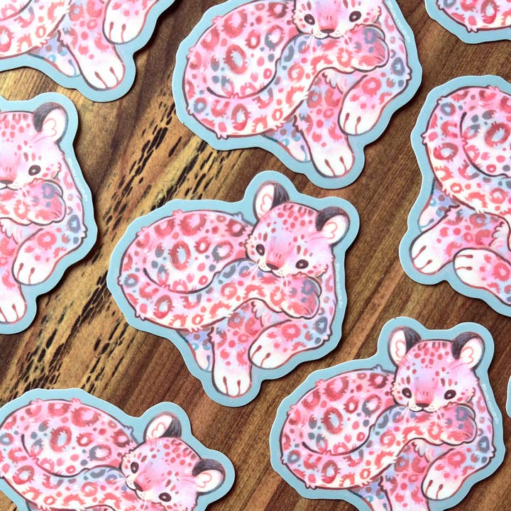 Rowan Kingsbury - Wholesale Sticker - Cuddly Snow Leopard Vinyl 3" Sticker2