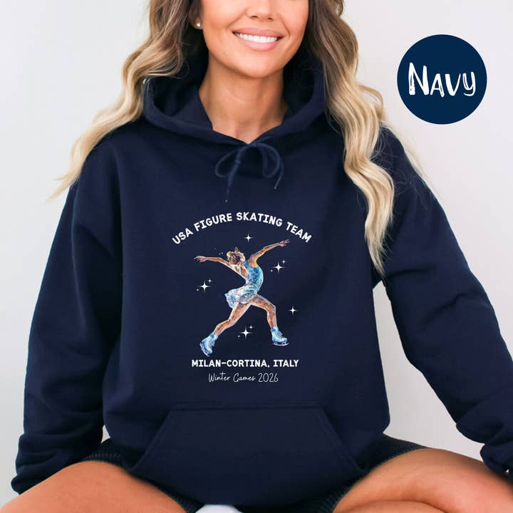 Felpa con cappuccio della squadra di pattinaggio di figura USA Milano Cortina 2026 per la vendita all'ingrosso da parte di CindyL Boutique