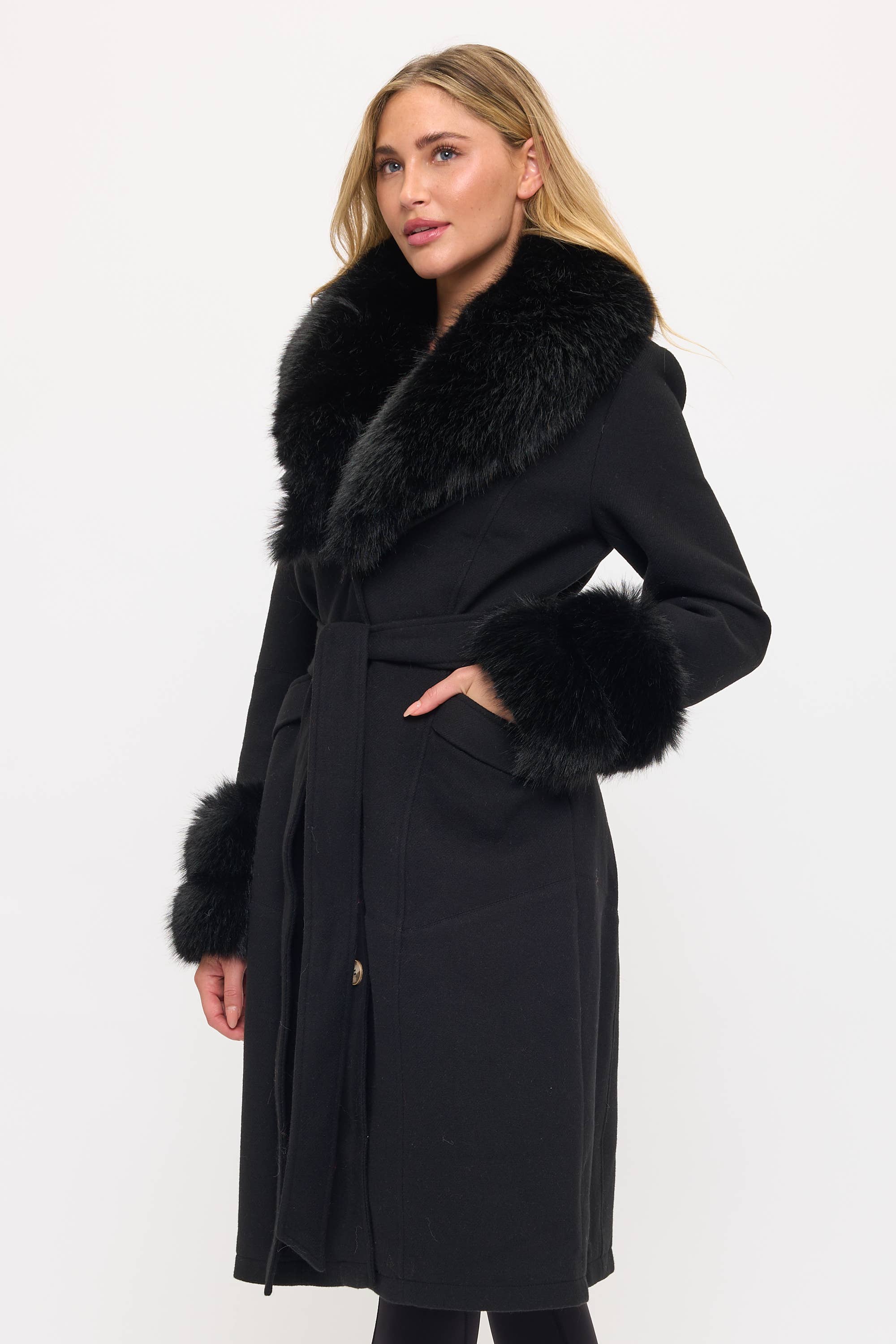 Black CLAWC0008: Imperial Luxe Maxi Fur Coat for wholesale on Faire1