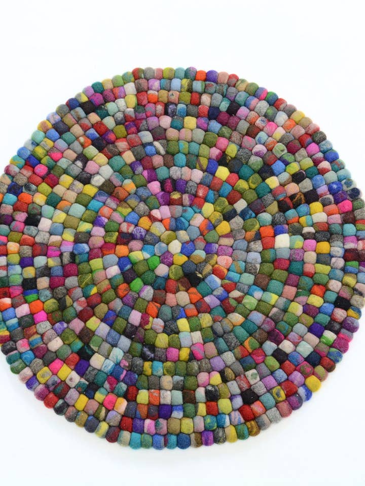 Handmade Multicolor Tie Dyed Wool Rug - Customizable for wholesale by Woollyfelt