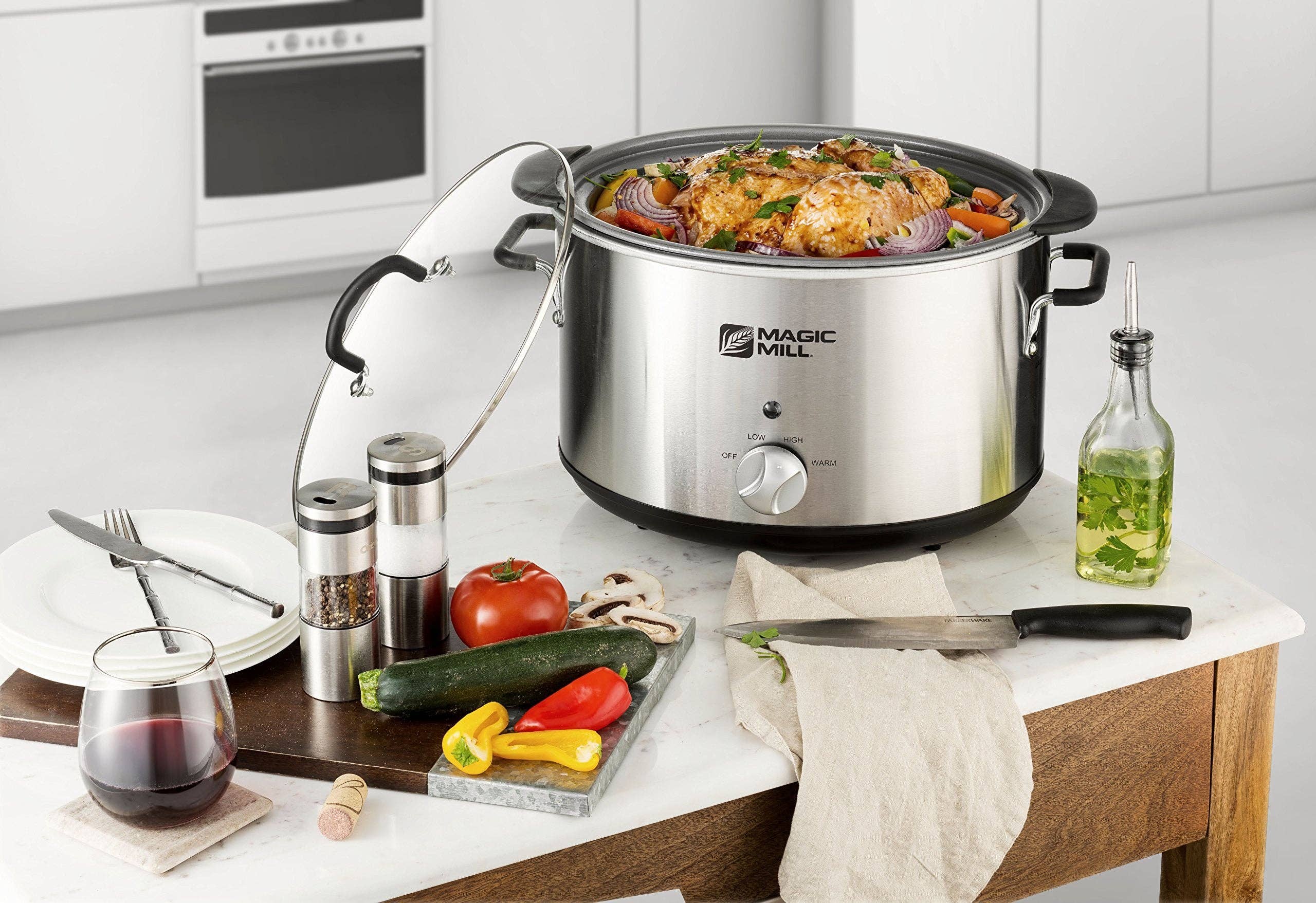 Alpine - Wholesale Cooking Pot - MAGIC MILL 10 QUART OVAL CROCK POT WITH COOL TOUCH HANDLES AND ALUMINUM POT WITH HEAVY DUTY NON-STICK COATING MODEL# MSC10302