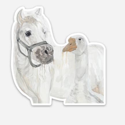 Die Cut Sticker - "Waffles & Hemingway" for wholesale by Shirley Kay Art