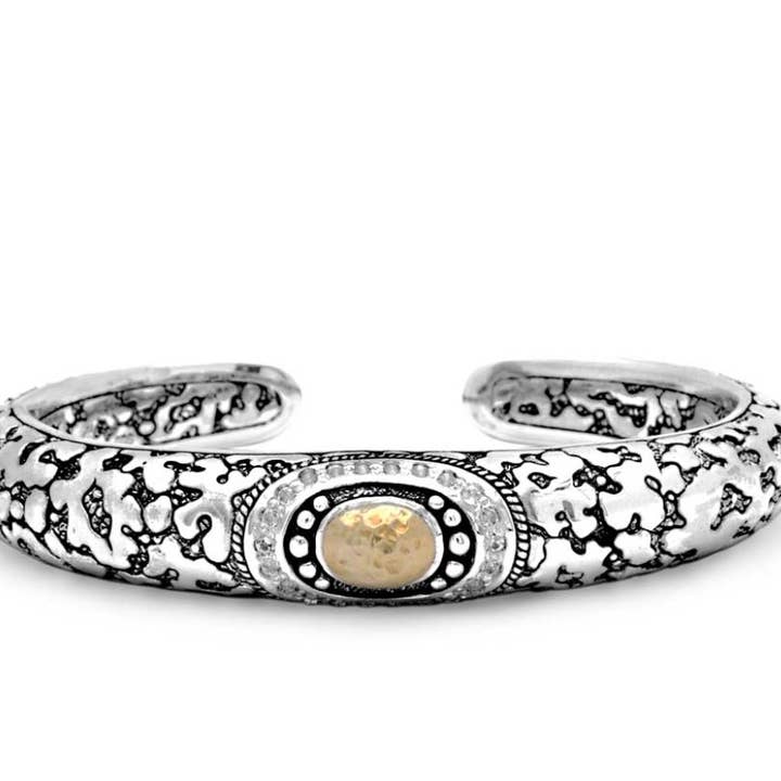 Handmade Silver & 18K Yellow Gold Kick Cuff/Hinged Bracelet for wholesale by CYN’S Jewelry