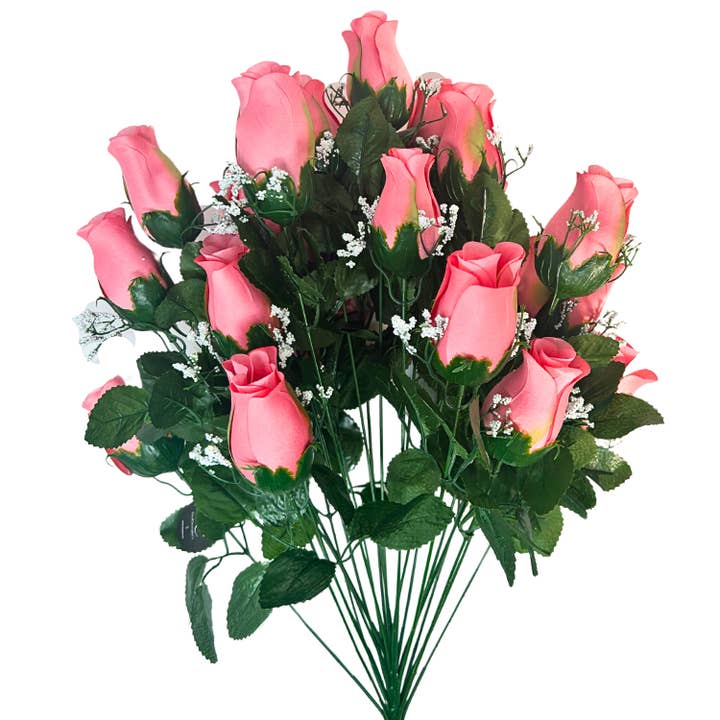David Christopher's Collection - Wholesale Artificial Flowers - Rose Bud Bush (23.5”) x 24 Hot Pink