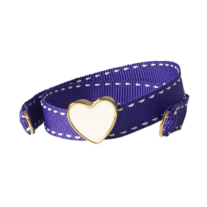 PULSERA PÚRPURA CON ESMALTE BLANCO SOBRE ORO para venta al por mayor de Smartever Srl