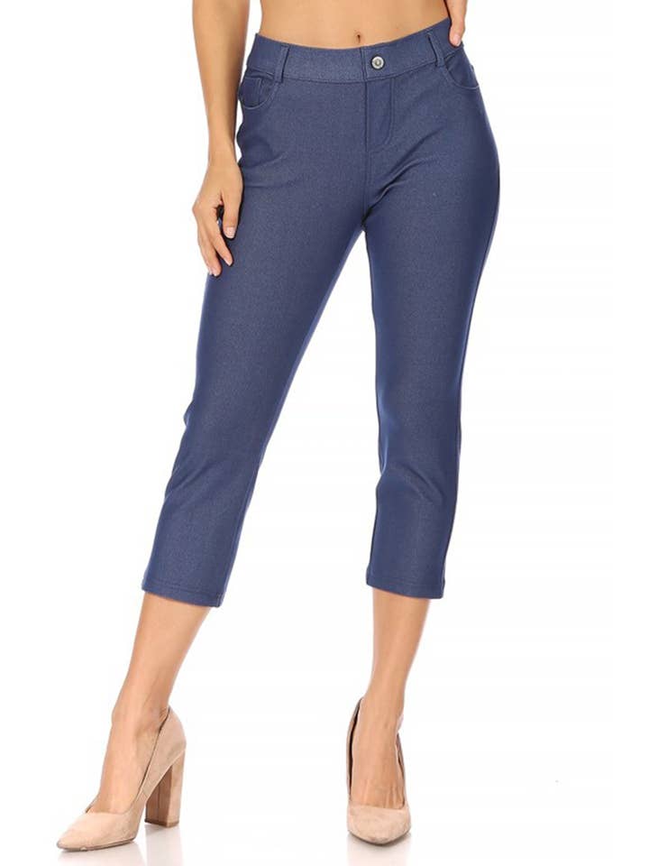 MOA COLLECTION - Wholesale Pants - Women's - Women's Casual Comfy Slim Pocket Jeggings Jeans Capri Pants7