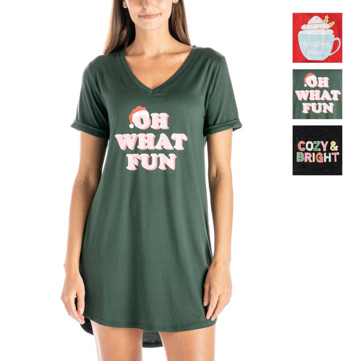 DM Merchandising – Engroshandel Pyjamasoverdel - Dame – Hej Mello Holiday Sleep Shirts Open Stock1