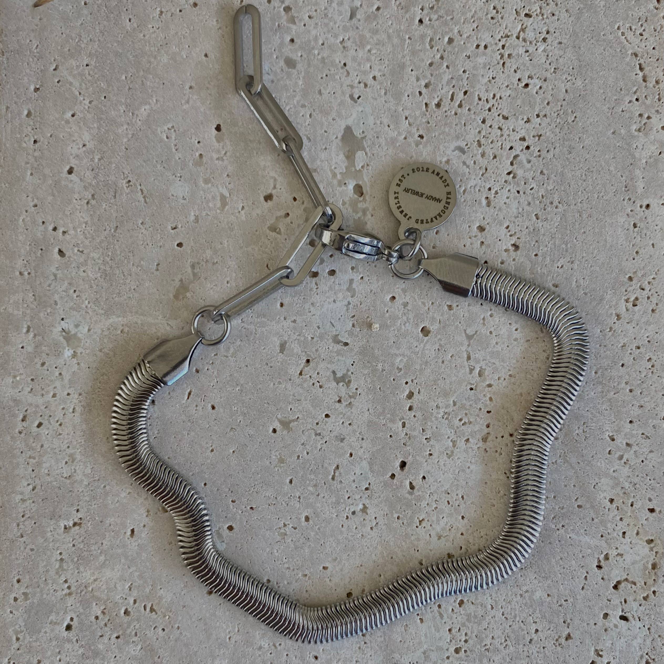 Amady Jewelry - Wholesale Link & Chain Bracelet - Silver Bracelet Herringbone Snake chain stainless steel 316L7