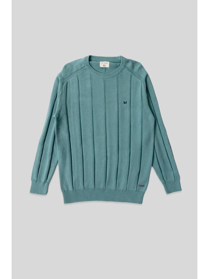 Custi Mikelo: Men's Clothing & Christmas Gifts - Wholesale Knitted jumper – Men′s - Medium Green Vertical Stripe Jersey3