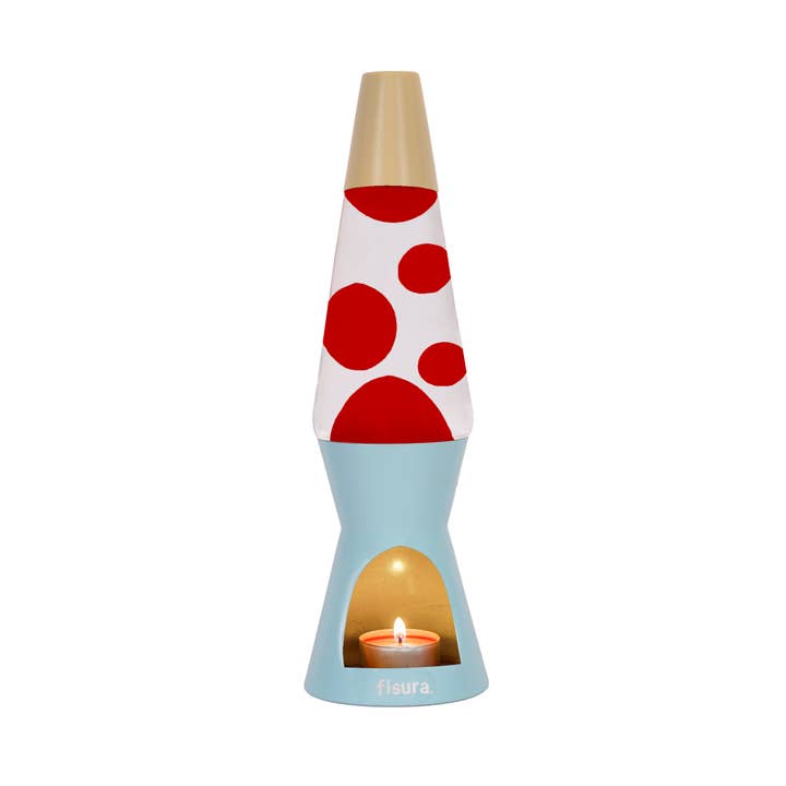 Blue and beige lava lamp candle for wholesale by Fisura