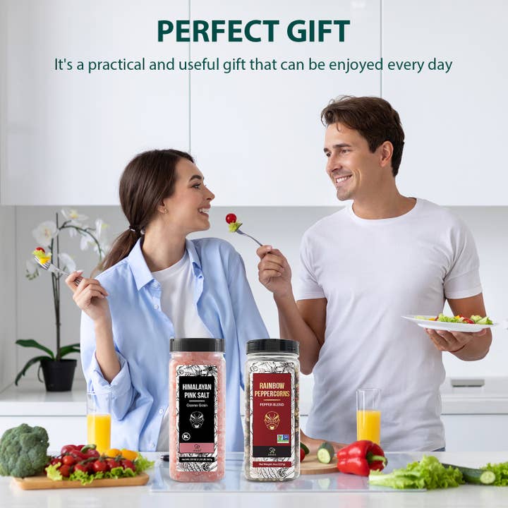 soeos - Vente Mélanges sel et poivre - Soeos Sel Rose de l'Himalaya, 18 oz + Poivre Arc-en-ciel, 8 oz7