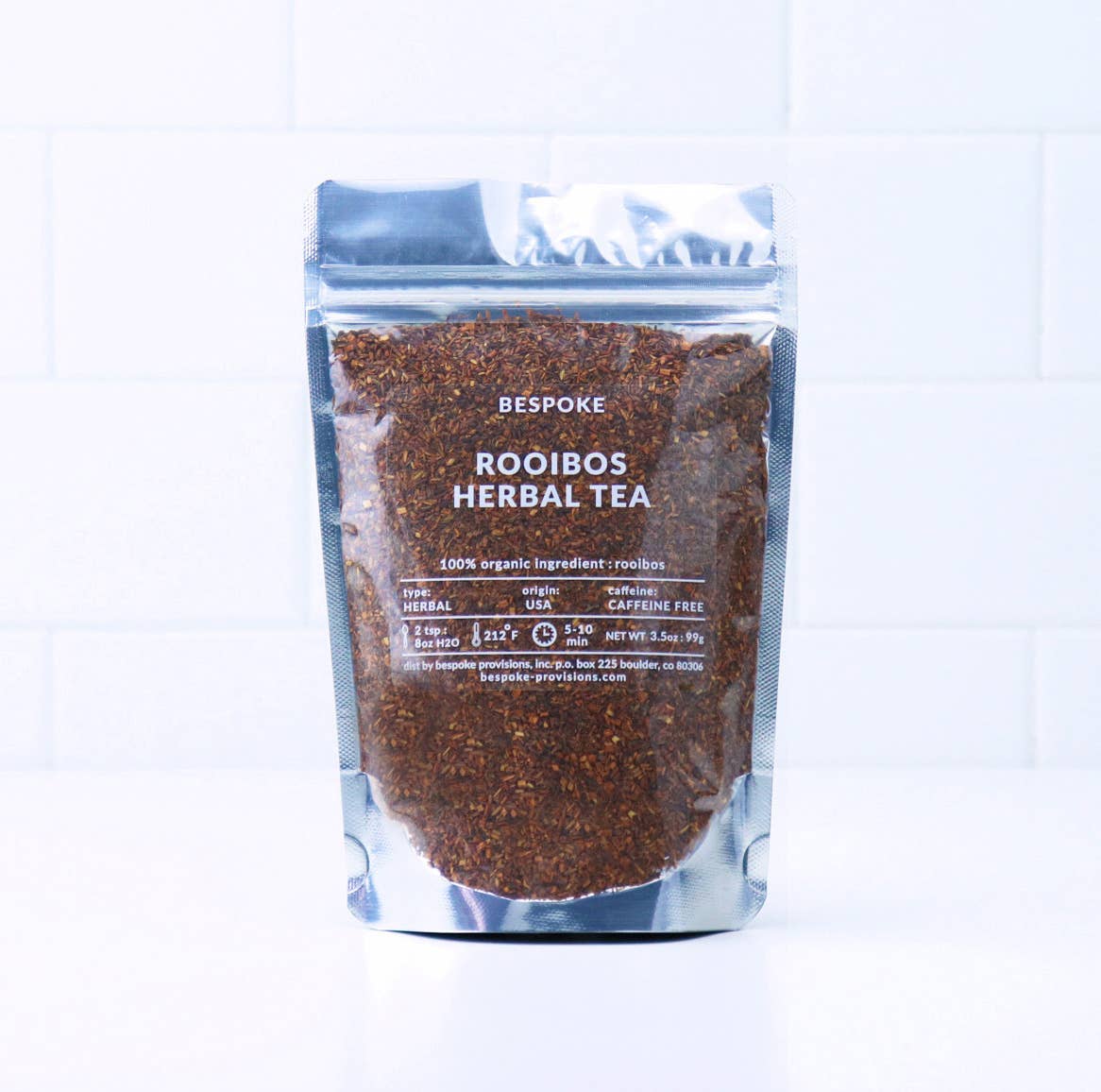 Bespoke Provisions – Chá solto por atacado – Chá de Ervas Rooibos - Folhas Soltas Orgânicas Premium - 100g0