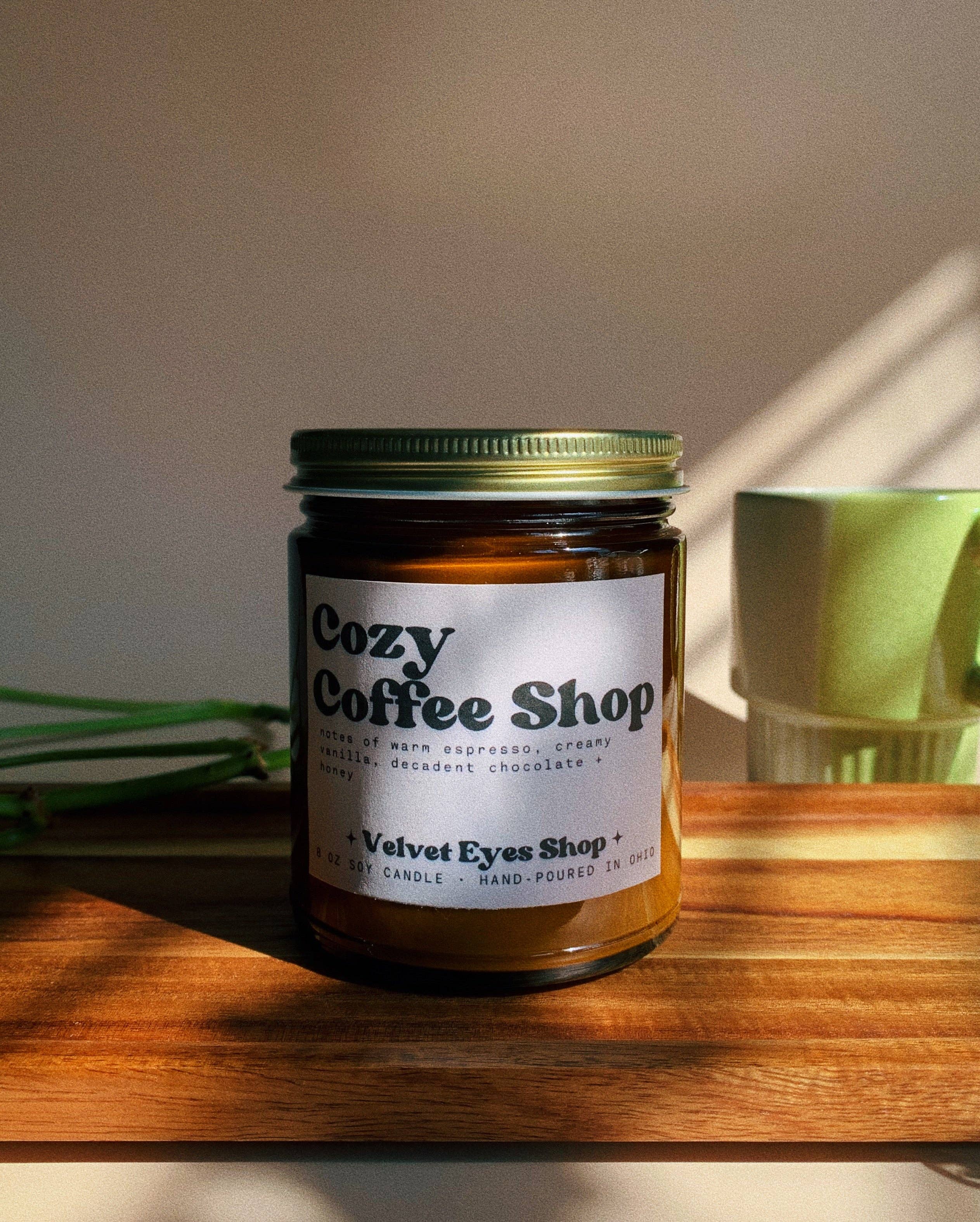 Velvet Eyes Shop - Wholesale Jar/Filled Candle - Cozy Coffee Shop Soy Candle1