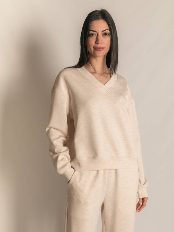 P. CILL Butter Modal V-ringad tröja för wholesale av P. CILL