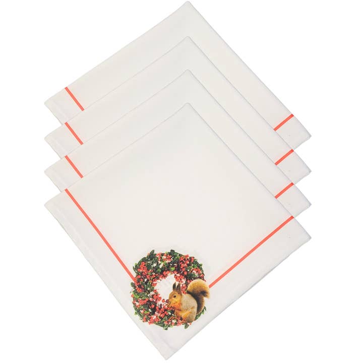 Charlo's Pack 4 Grinalda com Pano de Esquilo Guardanapo Natal por atacado de Maison Charlo