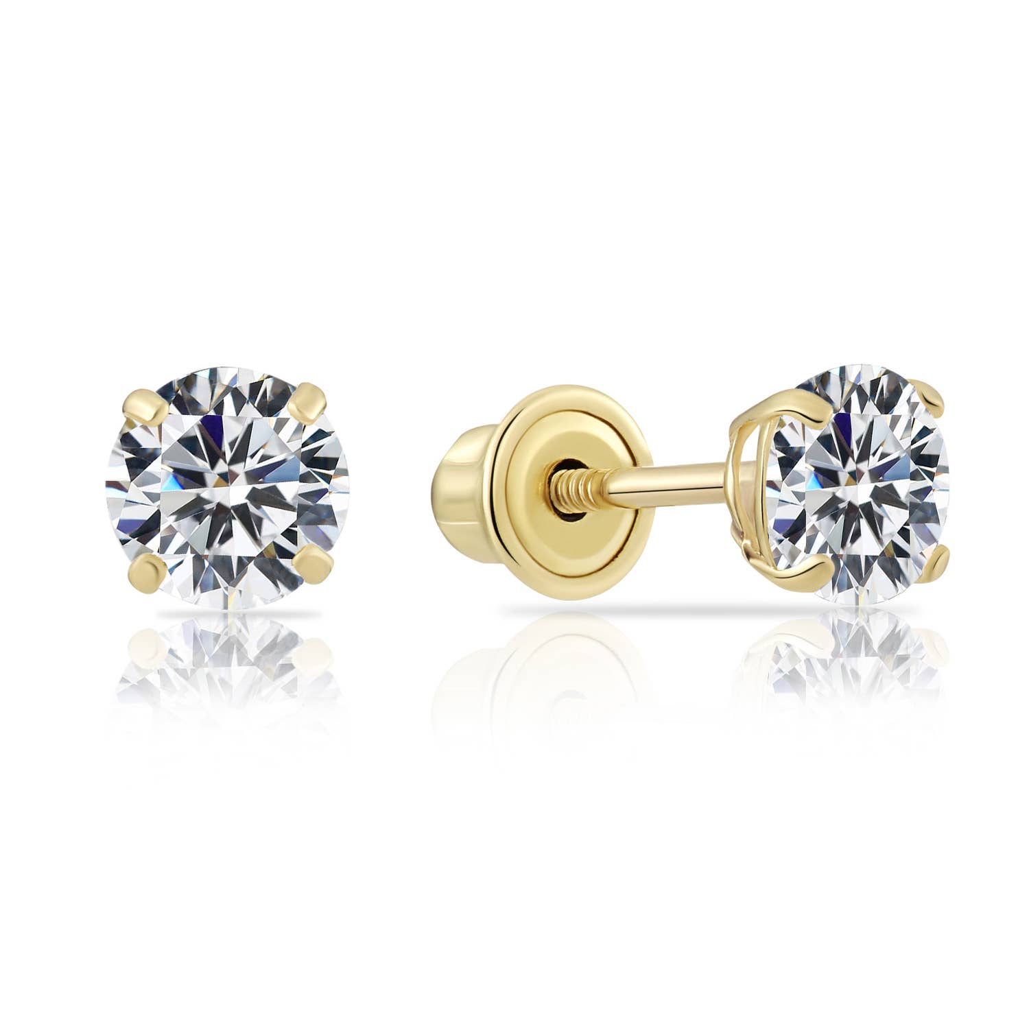 NY Gold & Silver Trading Inc. - Wholesale Stud/Post Earrings - 14K and 10K Solid Yellow Gold CZ Stud Earring - Screwback1