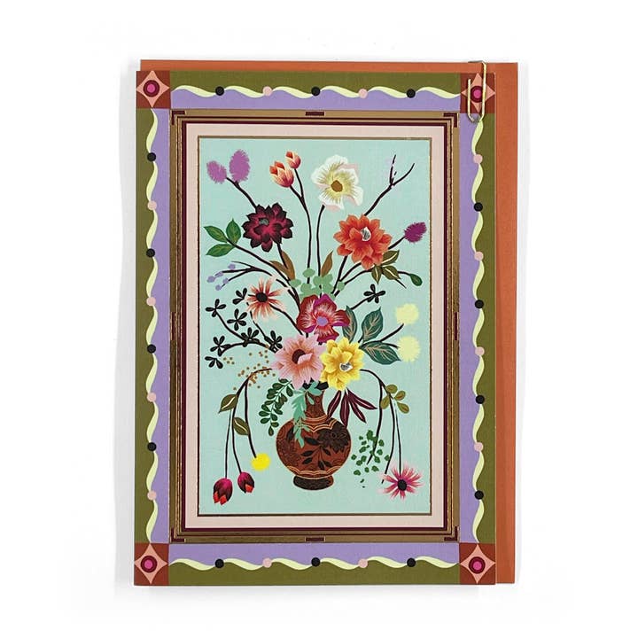 Carte de vœux avec bordure décorative de bouquet botanique floral pour la vente par Pavilion