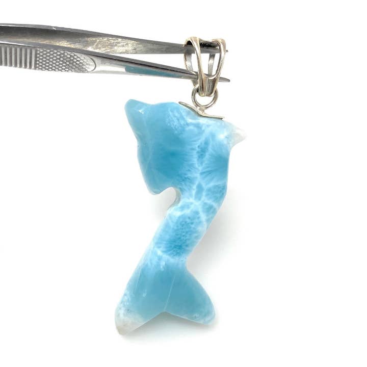 Akstar Gems - Wholesale Individual Charm/Pendant - 12g Larimar Dolphin Pendant, Larimar Pendant, Bohemian Jewelry, Dominican Republic Larimar Pendant