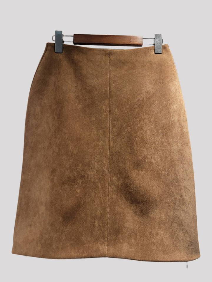 Chic Suede Midi Skirt for wholesale by Mccolin