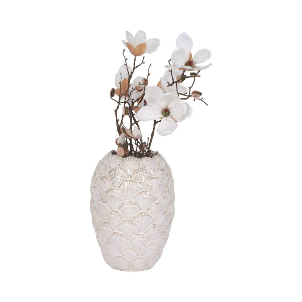 Sagebrook Home - Wholesale Vase - White 13 in. Ceramic Bud Coastal Seashells Pattern Vase5