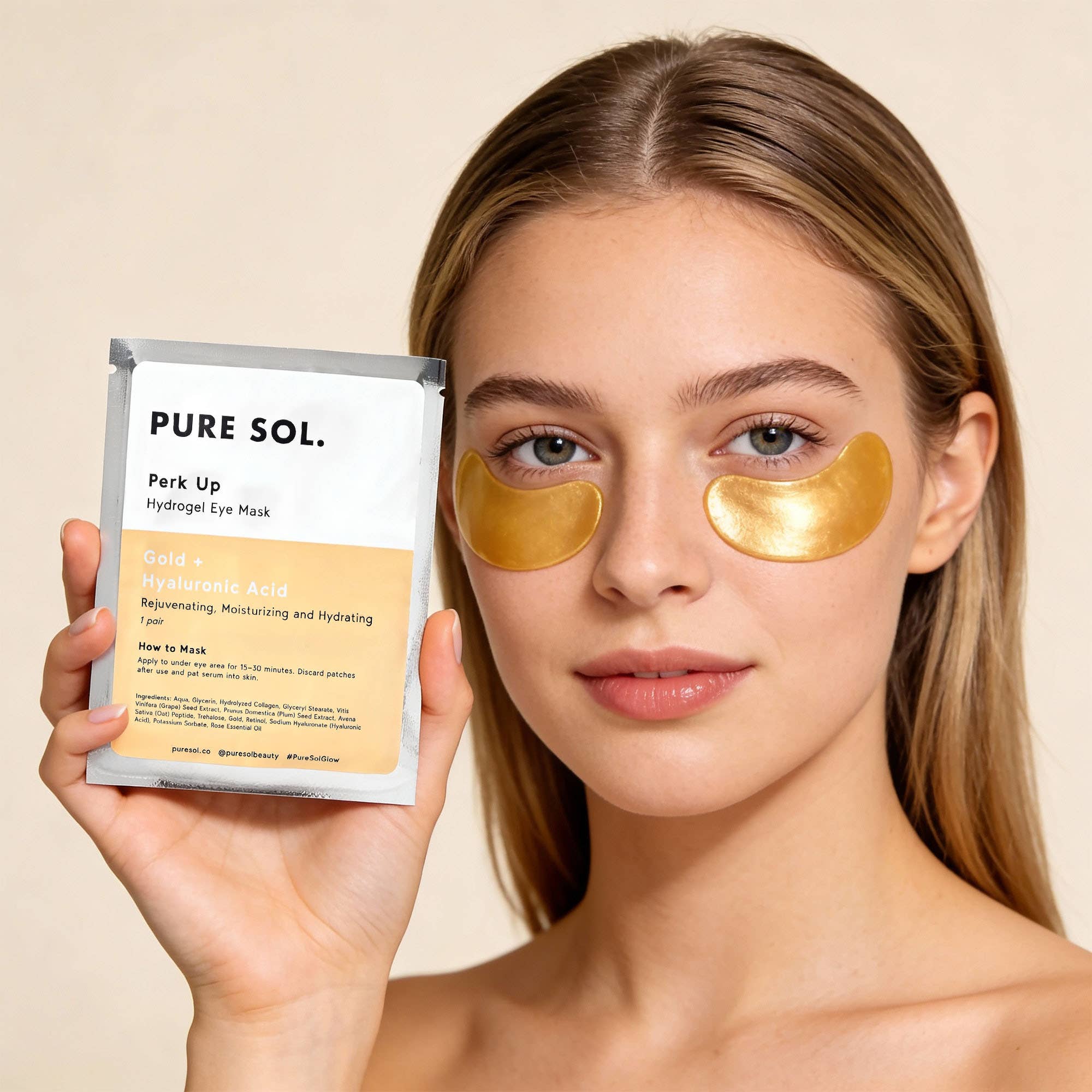 PURE SOL. - Vente Masques de traitement yeux - Masque pour les yeux Perk Up Gold - Sachet individuel14