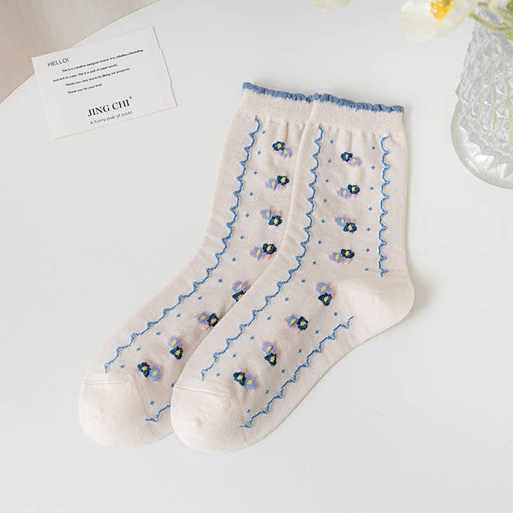 Funkyrel® Atzbranding Limited - Wholesale Socks - Women's - Rufia - Blossom Beauty 3D Floral Embellished Socks3