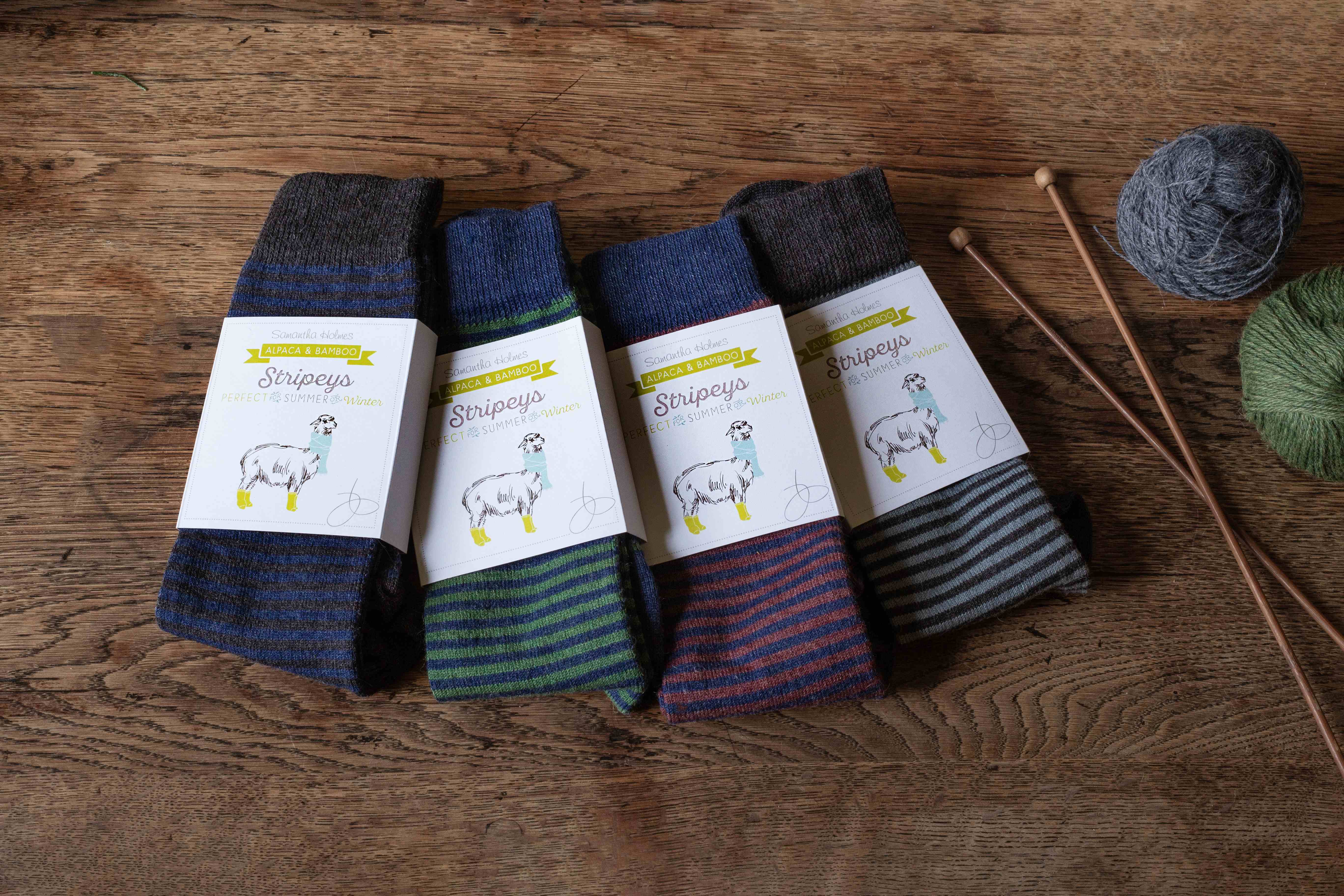 Samantha Holmes Alpaca Clothing and Gifts - Vendita all'ingrosso Calzini - Uomo - Calze a righe in alpaca nuove colorazioni UK 7-10 EU 40-44 US 6,5-9,54