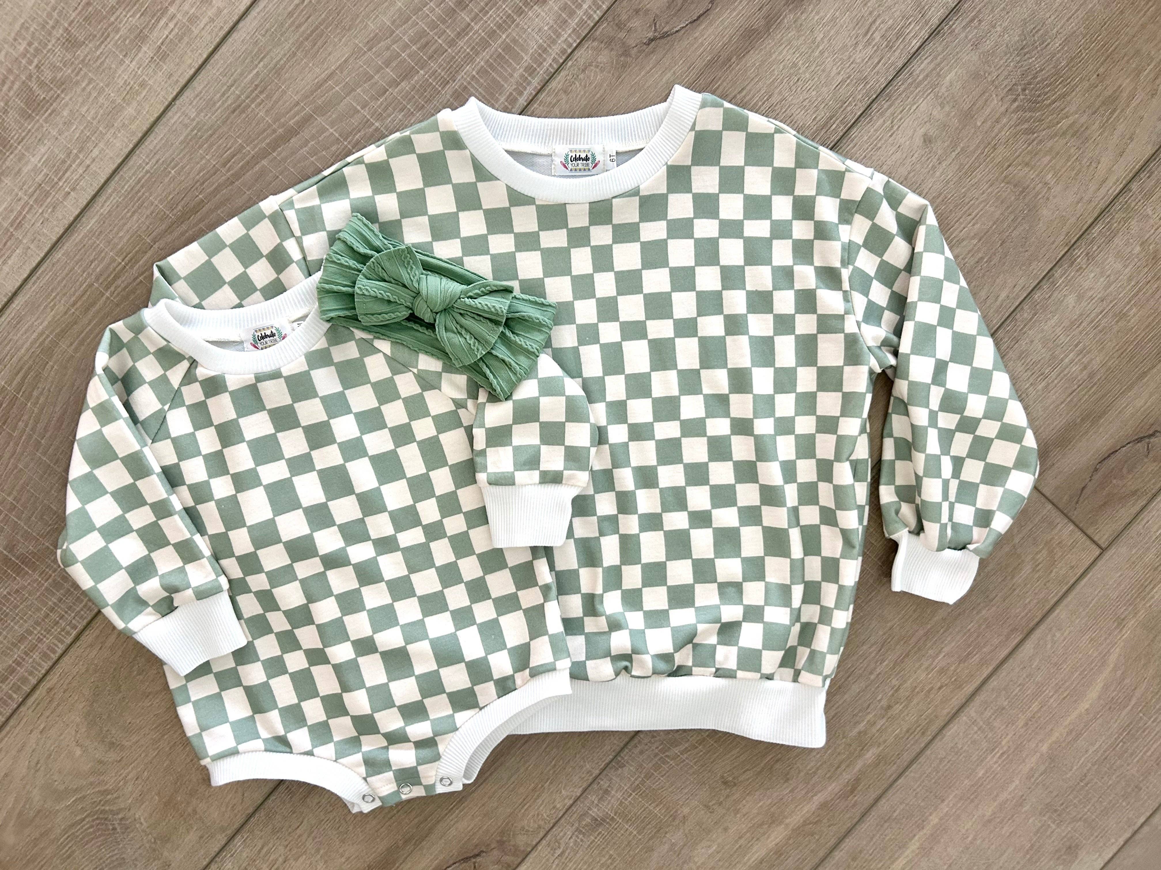 Celebrate Your Tribe - Wholesale Bodysuit (Non-Footed) - Baby - Wavy Check Long Sleeve Romper5