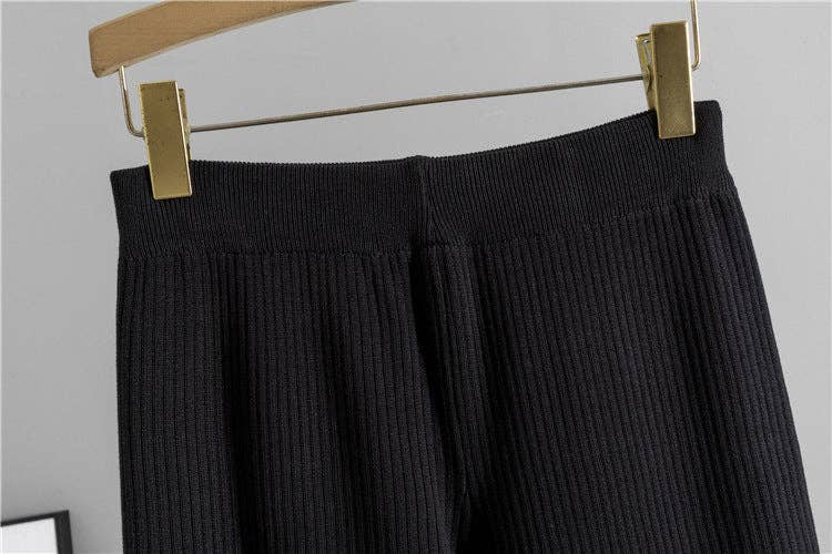 Classic Black Chic Korean TwoPiece Knit Set Cardigan  Top for wholesale on Faire15