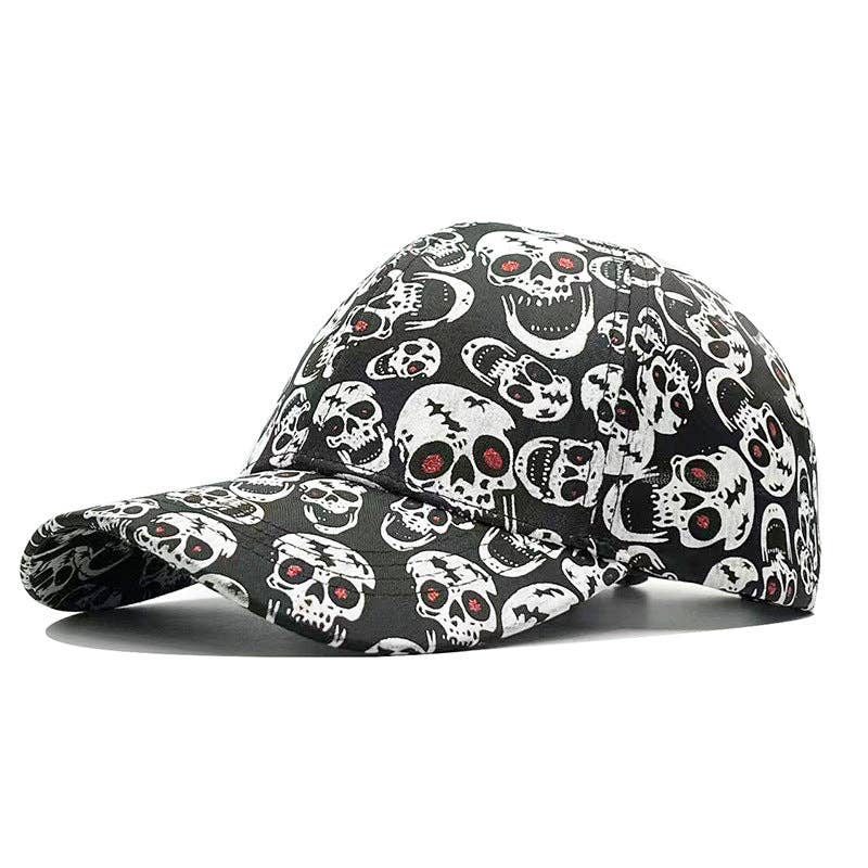 Black Red-Eye Skulls Printed Baseball Cap for wholesale on Faire2
